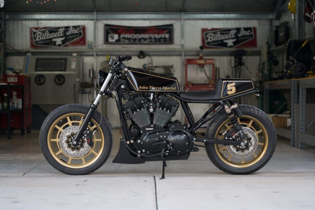 The Player: DP Customs's radical 1200 Sportster looks magnificent in the classic JPS racing livery.