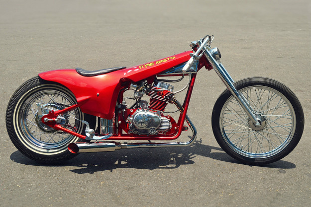 The incredible Cleveland Cyclewerks 'Flying Rooster,' a one-off custom tribute to the Funny Car drag racers of the 1970s.