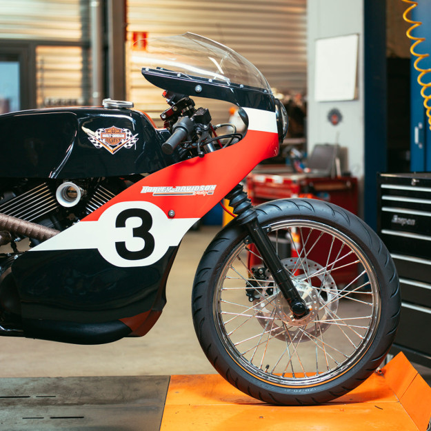 Joeri Van Ouytsel's stunning old school racer, based on a Harley Street 750.