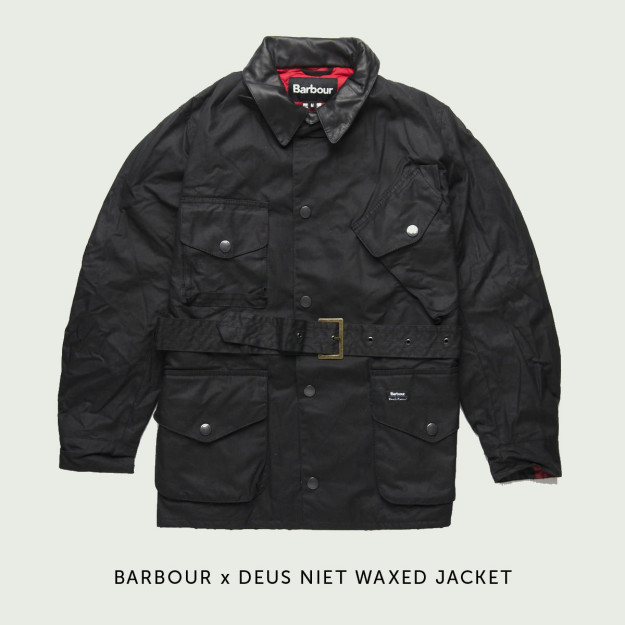 Barbour x Deus motorcycle jacket.
