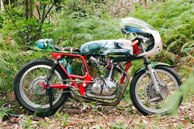 A classic Ducati 350 inspired by Hayao Miyazaki's anime epic, 'Princess Mononoke.'