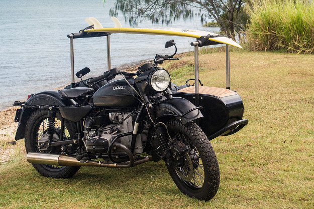 A Queensland engineer built this Ural sidecar for his dog and his surfboard.