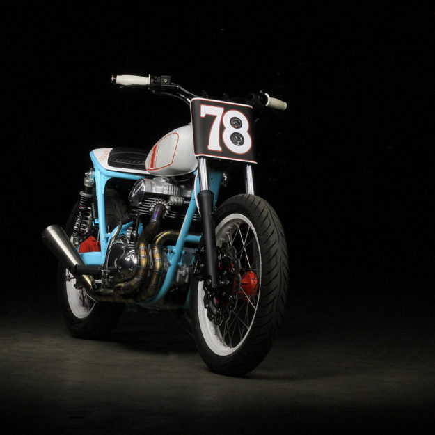 Uwe Kostrewa’s Kawasaki W650 tracker is illegal in Germany, but he is happy to pay off the fines.