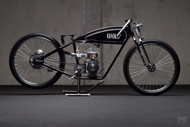 This board tracker motorcycle from Wolf Creative Customs is powered by a Briggs and Stratton engine