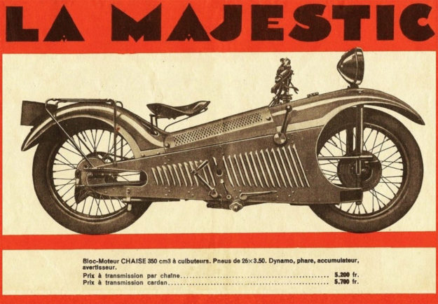 Advertisement for the Majestic motorcycle designed by Georges Roy