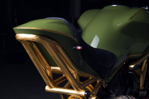 A Ducati Monster 1200 R with 24K gold accents, by Diamond Atelier