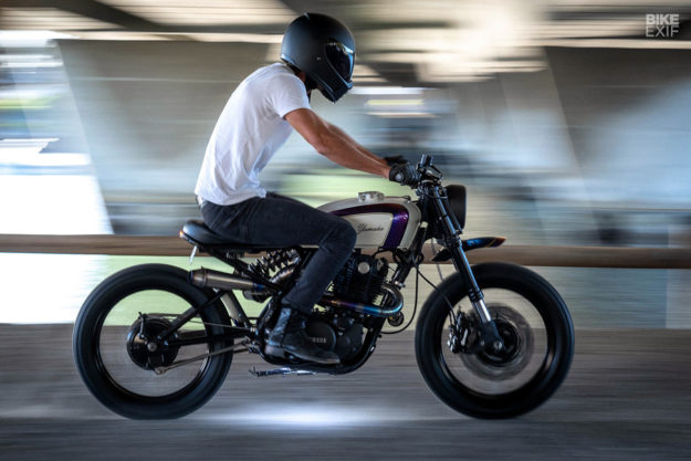 A hot-rodded Yamaha SR500 scrambler by Simple Sycles