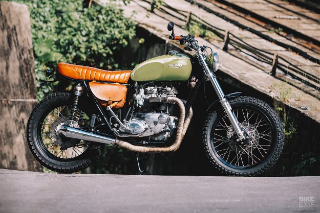 A modified Triumph T140 from Hong Kong, built by Angry Lane