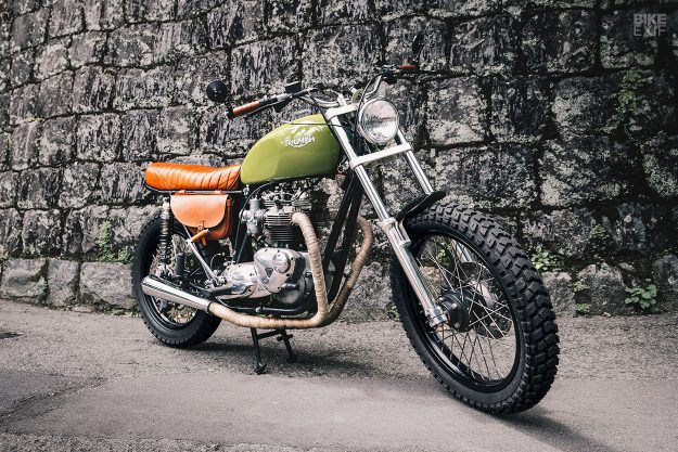 A modified Triumph T140 from Hong Kong, built by Angry Lane