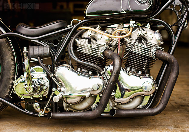 Twin-engined Norton motorcycle by Flyrite Choppers
