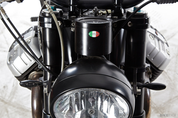 Moto Guzzi V7 custom with Tonti frame and Griso engine, built by Radical Guzzi.
