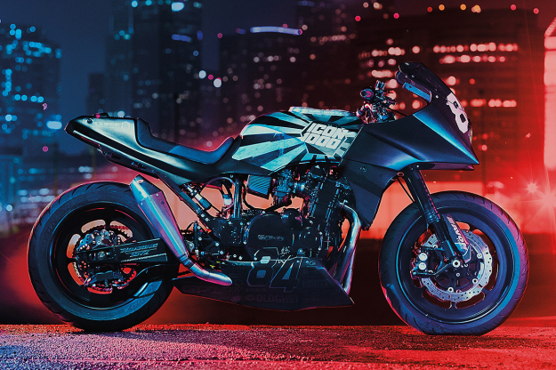 GPZ900R customized by the motorcycle apparel brand Icon.