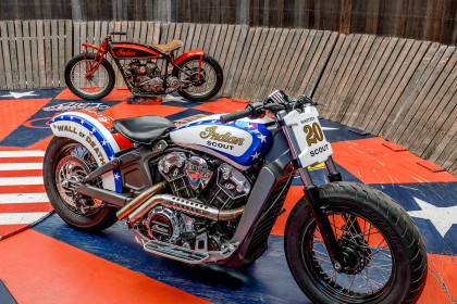 The current model Indian Scout has been converted into a Wall of Death motorcycle