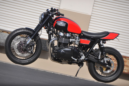 Triumph street tracker built by Mule Motorcycles.