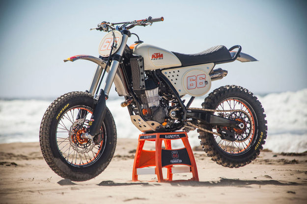 No, it's not a vintage dirtbike: It's a KTM 450 SX-F cleverly customized by Roland Sands Design.