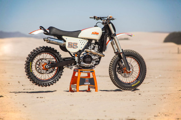 No, it's not a vintage dirtbike: It's a KTM 450 SX-F cleverly customized by Roland Sands Design.