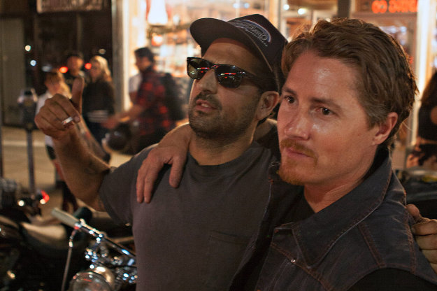 Custom motorcycle builders Yaniv Evan and Roland Sands, owners of For The Love Of Motorcycles on Melrose Avenue.