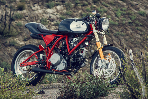 This incredible Ducati Monster-powered custom was built by Deus in LA and inspired by the raw, mechanical feel of 1960s Chevys.