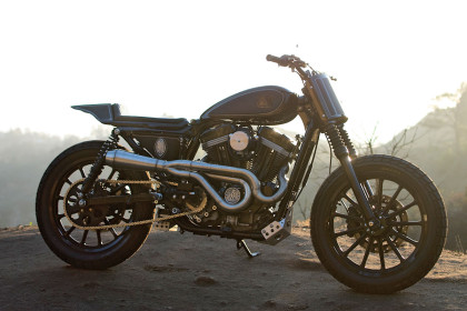 Pata Negra: Speed Merchant's 'Black Pig' is a custom Harley Sportster with a tracker vibe.