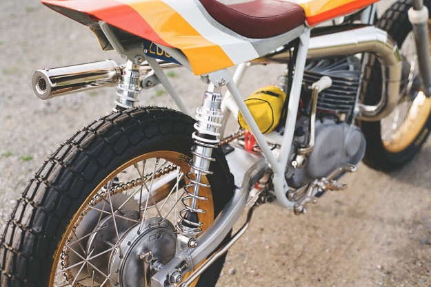One Down Four Up's classy Yamaha DT250 flat tracker.