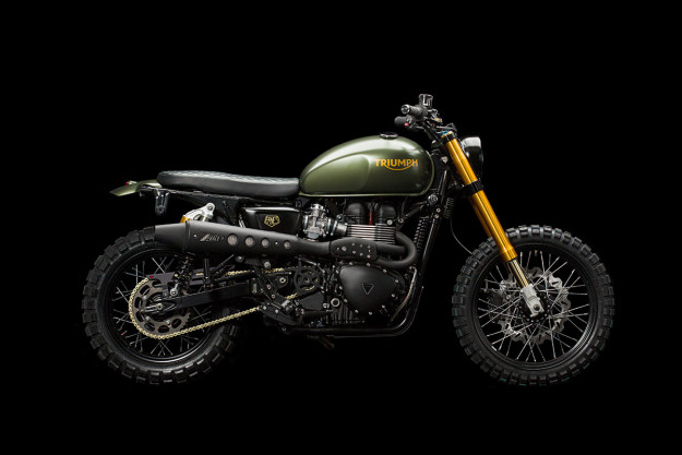 The Top 10 Custom Motorcycles of 2015: Heavily upgraded 2014 Triumph Scrambler.