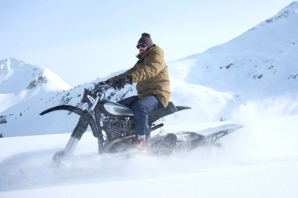 Northern Lights Optics' incredible vintage Yamaha HL500 snow motorcycle.