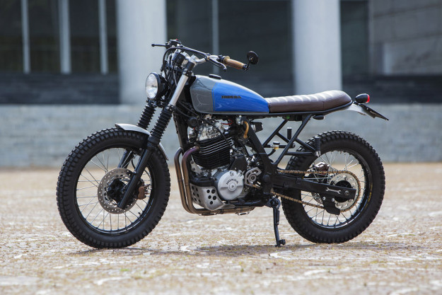 Marco di Marcello works as a physiotherapist—but he has built a custom Honda Dominator NX650 worthy of a pro garage.
