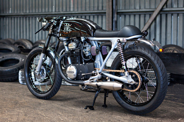 The Black: a stealthy 1971 Honda CB350 from Australian workshop 66 Motorcycles.