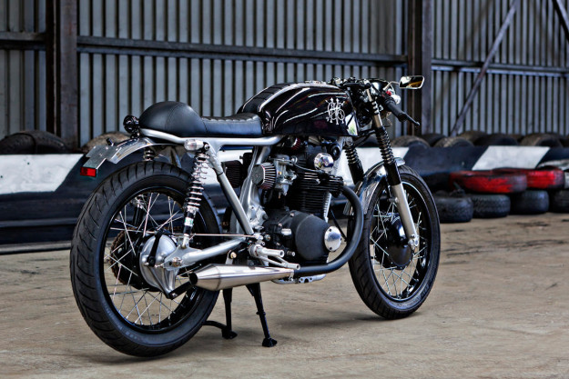 The Black: a stealthy 1971 Honda CB350 from Australian workshop 66 Motorcycles.