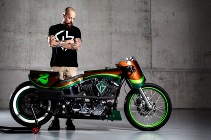 Custom Harley Fat Boy built by Tom Mosimann of the Swiss workshop GS Mashin.