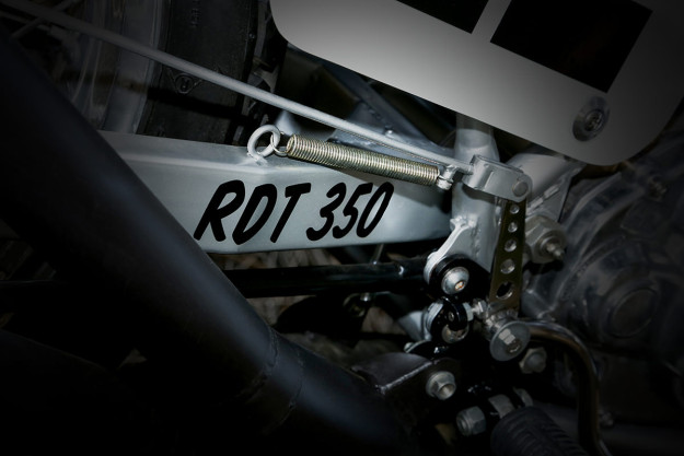 Smoking hot: Peter Rowland's Yamaha RD350 dirt tracker.