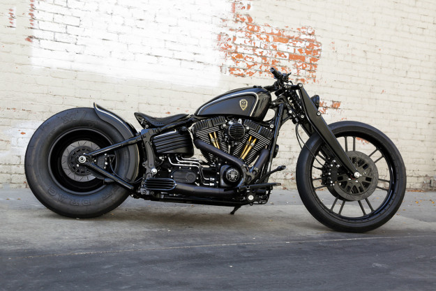 Dark Cannon: a custom Harley Softail Rocker C by Rough Crafts.