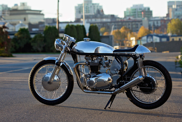 A stunning modern-day Triton cafe racer built by Wheelie Motorcycles of British Columbia.