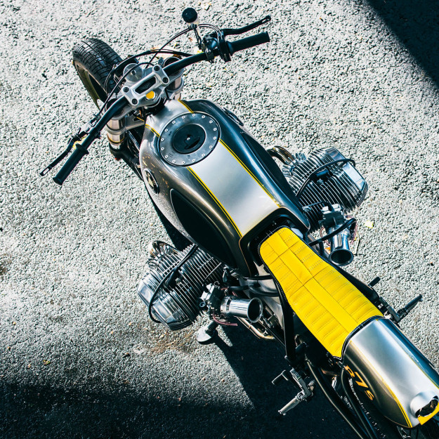Stunt Double: A custom BMW R75/6 sporting the colors of the Breitling Jet Team.