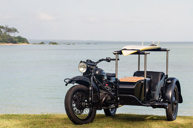 A Queensland engineer built this Ural sidecar for his dog and his surfboard.