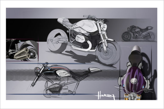 Early BMW R nineT concept sketch