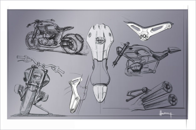 Early BMW R nineT concept sketch