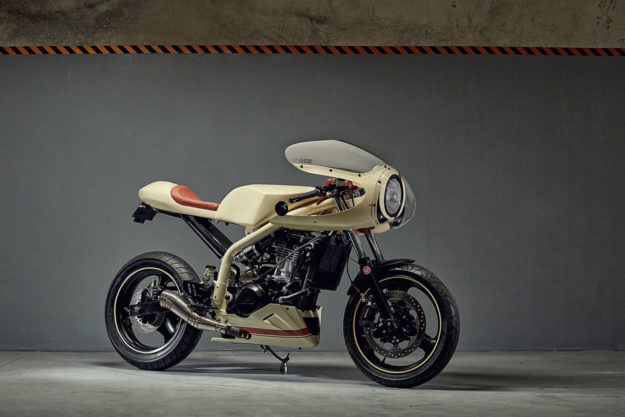 A rare MZ Skorpion cafe racer, meticulously built by Australian Jeff Lamb.