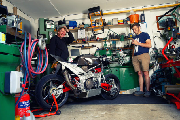Not your average shed build: An Aprilia-powered brute with hub-center-steering.