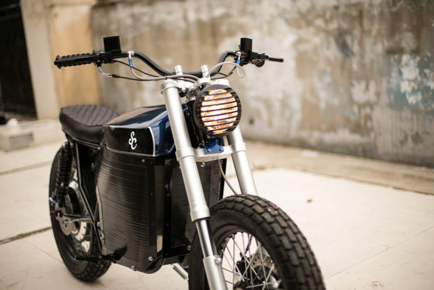 Electric street tracker motorcycle by Shanghai Customs