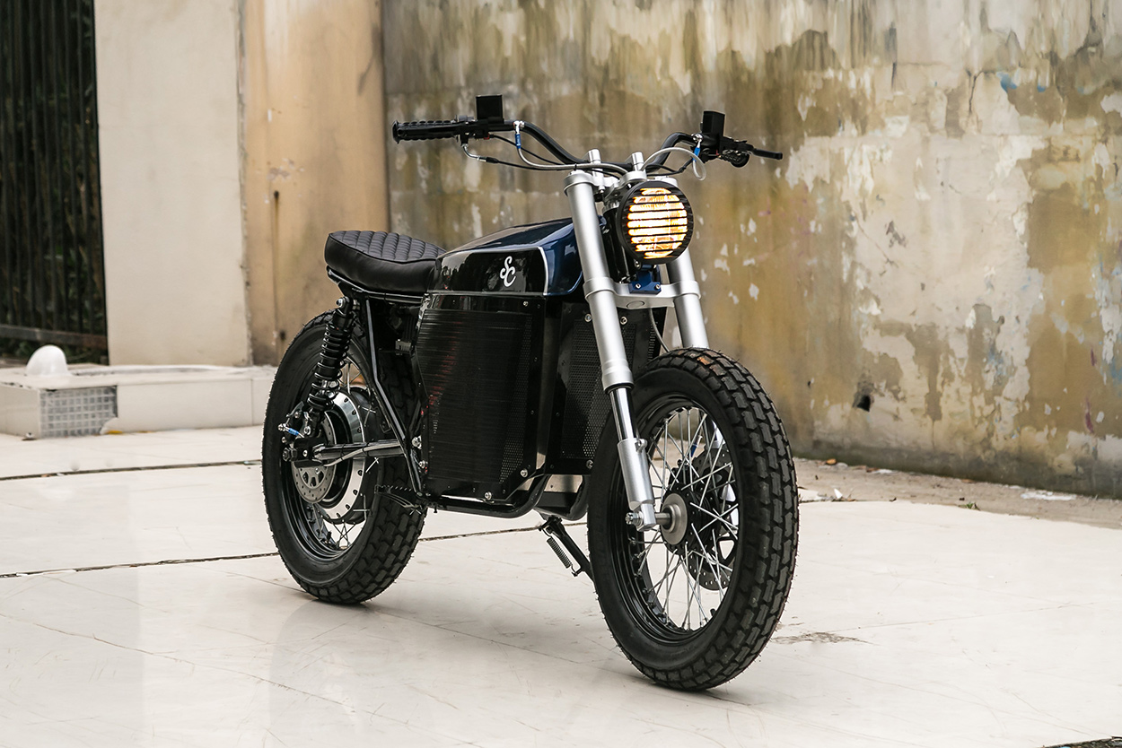 Electric street tracker motorcycle by Shanghai Customs