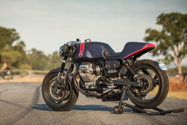 Moto Guzzi Breva 750 cafe racer by industrial designer Simon Fleetwood.