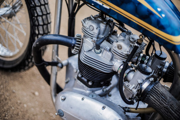 This Triumph Trackmaster flat tracker raced by Dave Hansen is now back on the ovals.