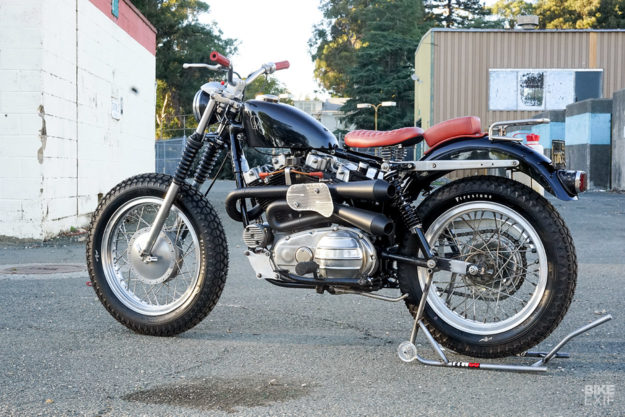 This sweet custom 1966 XLCH Sportster has see-through pushrod covers made from Pyrex