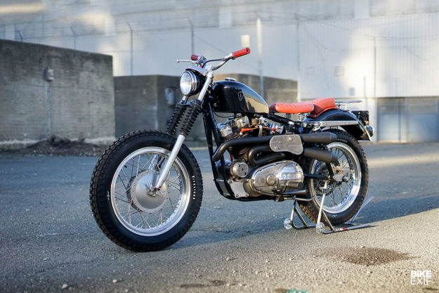 This sweet custom 1966 XLCH Sportster has see-through pushrod covers made from Pyrex