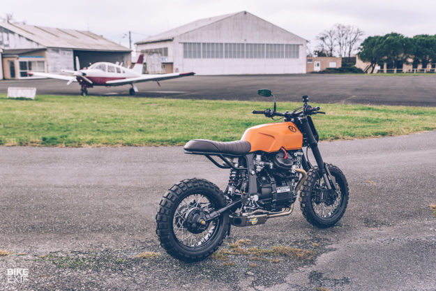  heavily customized Honda CX650 scrambler built by Freeride for a former supermoto racer
