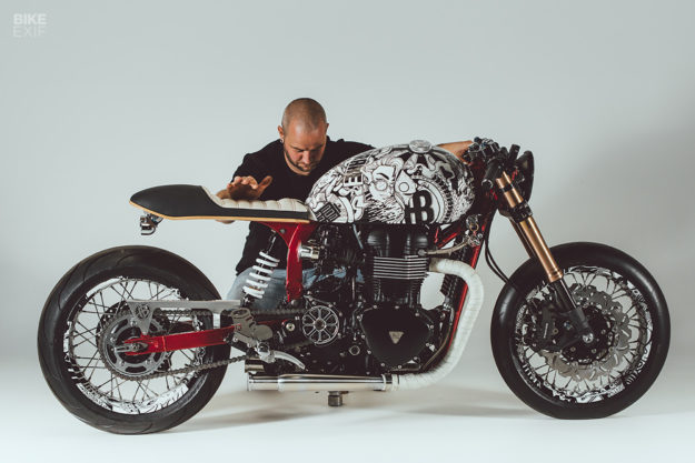 A Triumph Thruxton cafe racer with a street art vibe by Hands Bruechle