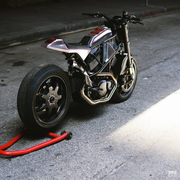 A stripped-down Harley-Davidson Street 750 flat tracker from Suicide Machine Company