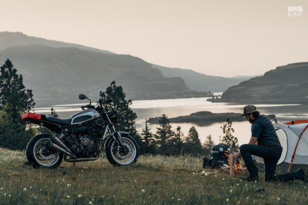Velomacchi's trail-ready Yamaha XSR700 scrambler is equipped with a drone