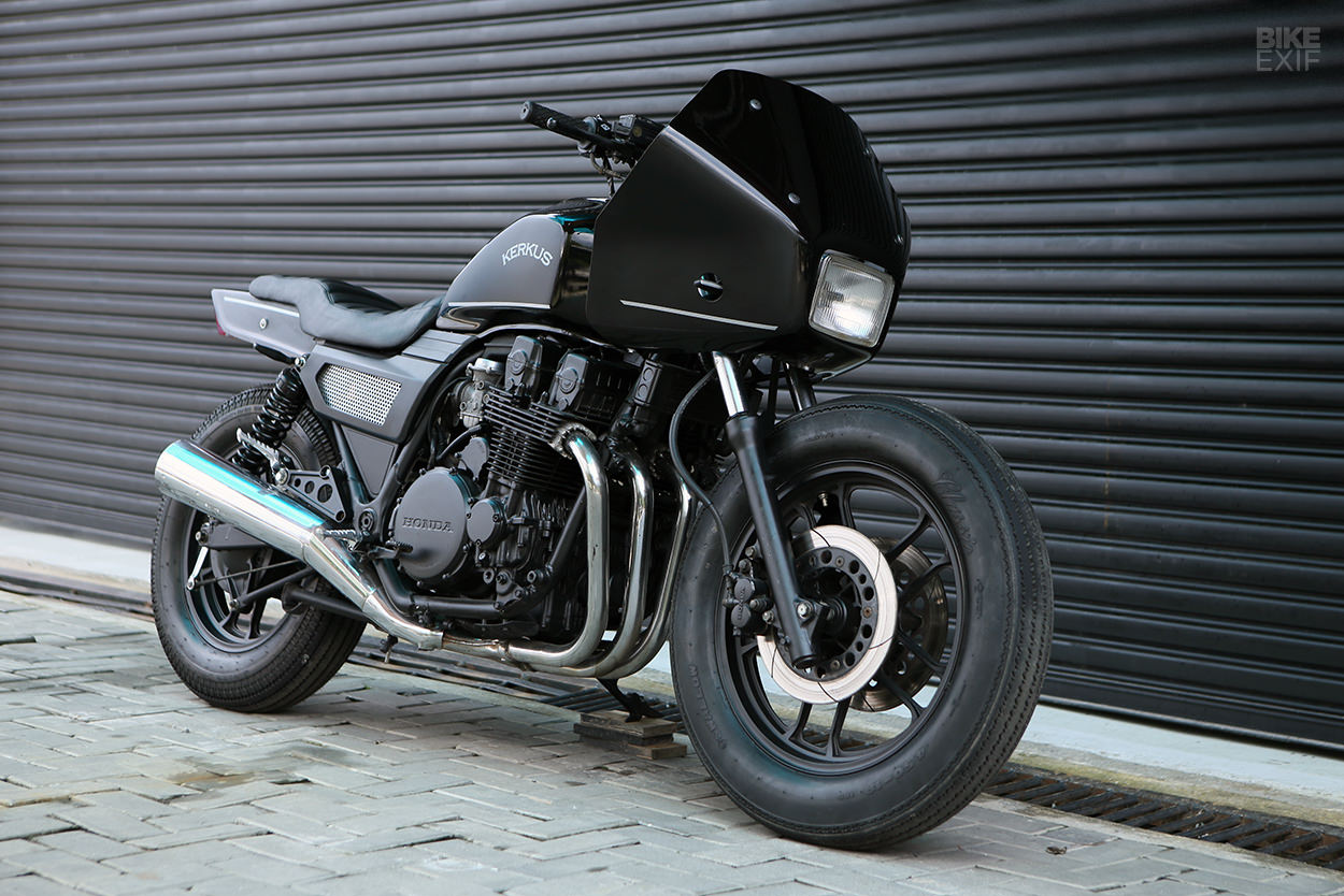 A recommissioned Honda CBX750 police motorcycle by Kerkus